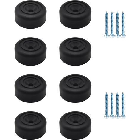 Pieds de meubles noirs 8 pièces Pieds de meubles ronds Ø 33 x H 13 mm Pieds d'armoire en plastique Pieds de meubles Pieds de canapé avec 8 vis pour armoire. canapé. chaise (1/4)