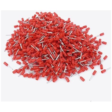 &1000pcs 0.5mm2 Cable End End Cap Electrical Crimp Wire Crimping Terminal Connector Insulated Ferrule AWG22 Red&