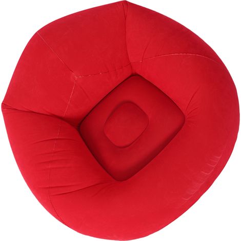 Fauteuil gonflable en PVC floqué, canapé pliant portable pour salon, chambre, balcon, bureau, voyage, rouge (1/5)