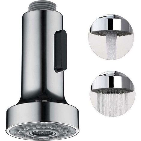 Douchette Pour Robinet Cuisine Douchette 2 Modes Tête Robinet Cuisine Douchette Remplacement Douchette Pour Rétractable Mitigeur Cuisine,Chromé ,G1/2" (1/3)