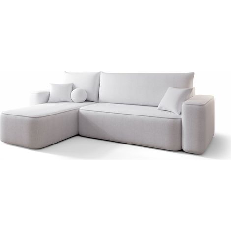 Canapé d’angle tissu convertible avec coffre intégré CENA angle gauche-Gris-angle gauche (1/5)