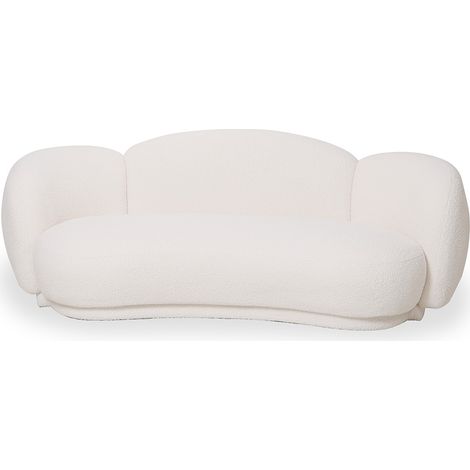 Divano Curvo Rivestito In Bouclé Bianco – Design Moderno Ed Elegante - Sorela Bianco