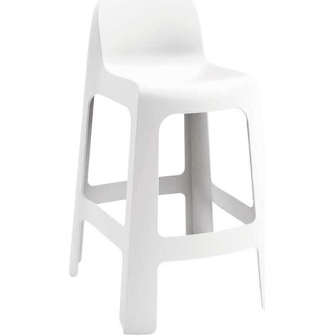Pack de 2 taburetes altos para exterior BARK de 57,5x64x101 cm, polipropileno blanco (1/2)