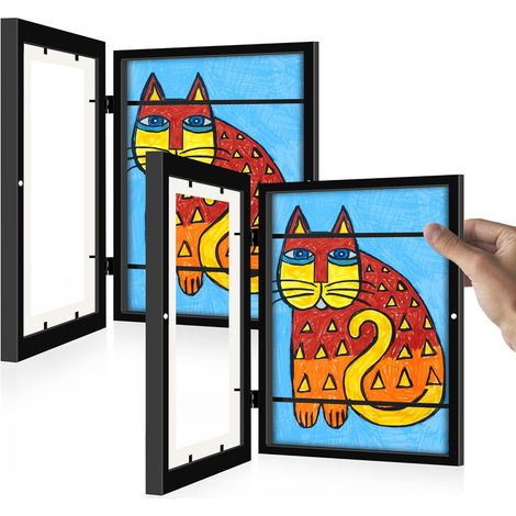 Juego de 2 marcos para dibujos infantiles, formato 21,6 x 27,9 cm, apertura frontal, color blanco, con capacidad para hasta 50 obras (fotografías 3D, manualidades, dibujos). (1/5)