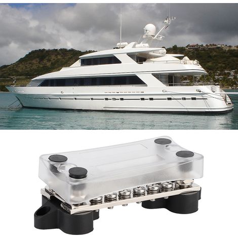 Bornier de distribution électrique 16 voies 100 A à 4 bornes avec couvercle, pour voiture, bateau et applications marines (1/5)