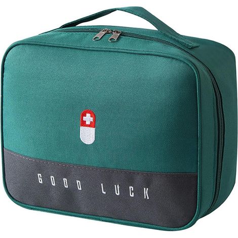Trousse de premiers secours de voyage Verte, Étanche & Portable, Organiseur pour Premiers Secours & Médicaments