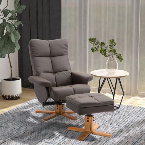 Sillón relax reclinable 145° giratorio 360° con reposapiés y baúl marrón HAVRYA (1/5)