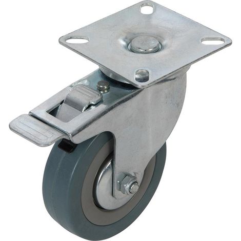 Roulette pivotante en caoutchouc avec frein 75 mm, 50 kg