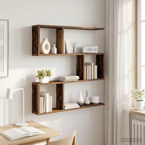 vidaXL Wall Shelf Old Wood 80 x 12 x 79.5 cm Engineered Wood (1/5)