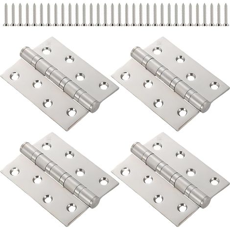 Charniere Porte Lourde 4 Pouces Charnière Inox Lot de 4 en Acier Inoxydable Finition Argent Brossé Inclus Vis Antirouille Durable (1/4)