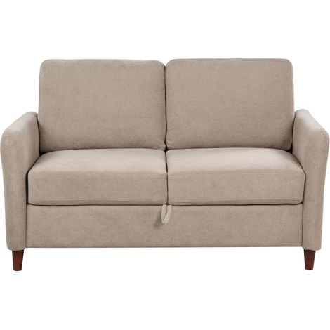Sofa 2 Seater MARE Fabric Taupe with Storage (1/5)