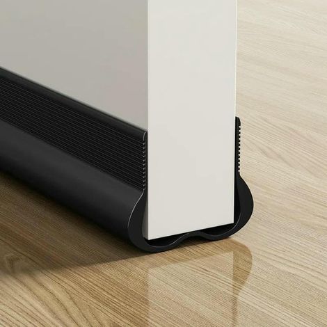 Joint d'étanchéité souple pour bas de porte, isolation phonique, coupe-vent et anti-poussière, bloque-courant d'air sous porte - Noir (1/5)