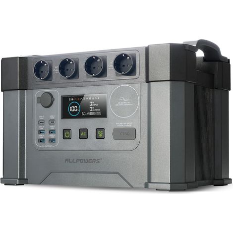 ALLPOWERS S2000 Pro Estación de energía portátil de 1451 Wh, generador solar MPPT con 4 tomas de CA de2400 W (4000 W de sobretensión), carga rápida del 0 al 100 % en 1.5 h, para autocaravana, camping