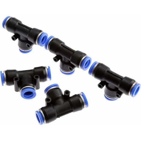 5pcs Jonction en T Tuyau de raccords rapides pneumatiques à 3 voies Connecteur Push-in Tuyau d'arrosage Raccord de Tuyau connecteur de Robinet-12mm,T-Audace (1/5)