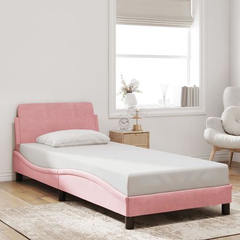 Estructura de cama con cabecero Dover terciopelo rosa 80x200 cm vidaXL (1/5)
