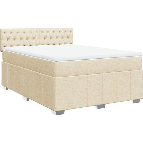 Maison Exclusive - Sommier à lattes de lit avec matelas Crème 160x200 cm Tissu