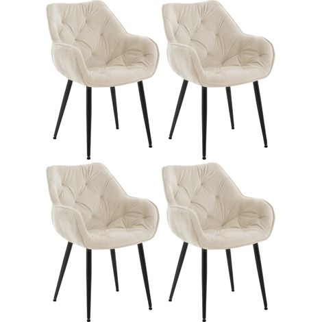 Set di 4 poltroncine Tanna in velluto crema (1/5)