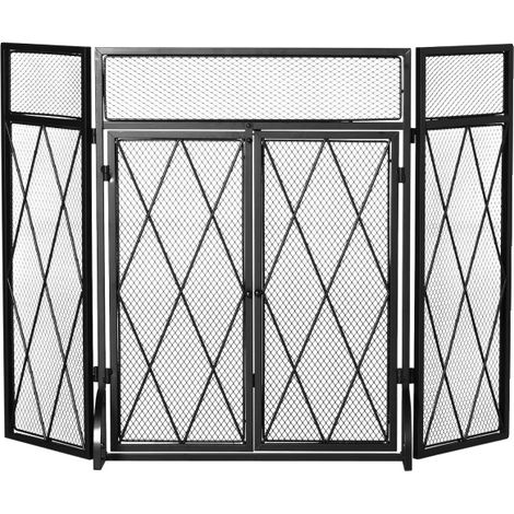 Grille de protection contre les étincelles, fer forgé, ensemble de 3 pièces, design pliable, 120 x 79 cm, style moderne (1/5)