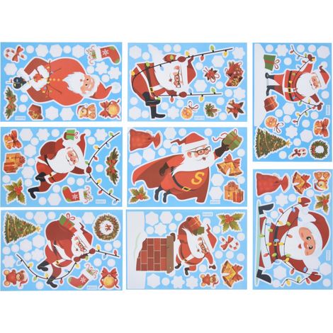 Lot de 8 autocollants de Noël aux motifs mignons, faciles à utiliser et écologiques, pour décorer vos fenêtres et votre intérieur. (1/5)
