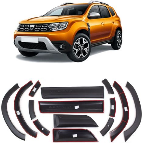 Élargisseurs d'ailes et baguettes de protection noirs pour Dacia Duster 2018 à 2023 (1/4)