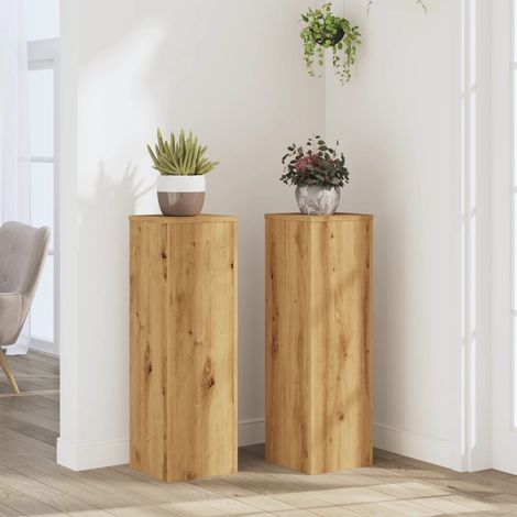 Soportes de plantas 2 uds madera roble artisian 25x25x80 cm vidaXL