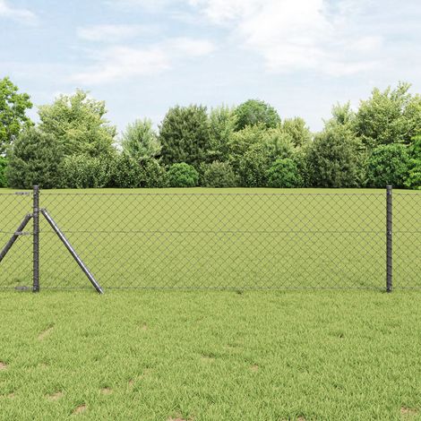 Kettenzaun Grau 25 x 0,8 m Stahl vidaXL