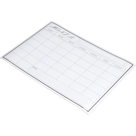 Tableau blanc adhésif magnétique 42.5x30cm, réutilisable, facile à nettoyer, avec quadrillage hebdomadaire.