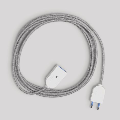 creative cables -  Prolunga elettrica con cavo in lino grigio 2P 10A Made in Italy (1/2)