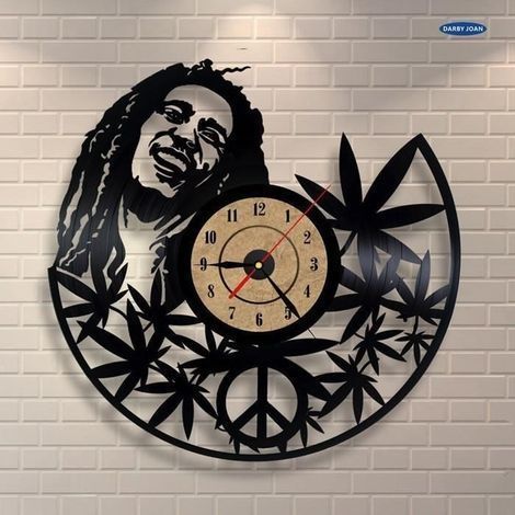 Bob Marley 30 cm Quarz-Wanduhr, Antik-Stil, große dekorative Vinyl-Wanduhr, d