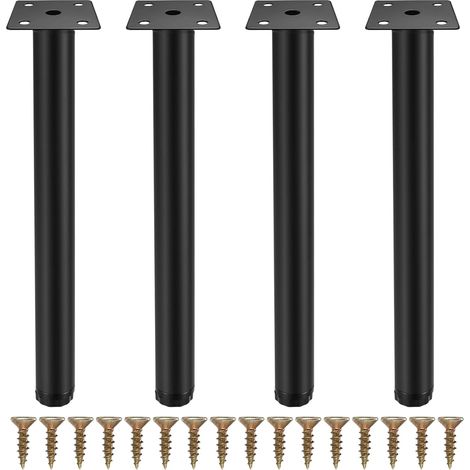 4 Pieds de Meuble Réglables - Acier Robuste - Hauteur Ajustable 0-125mm - Pour Table Chaise Canapé - Noir 25cm (1/5)