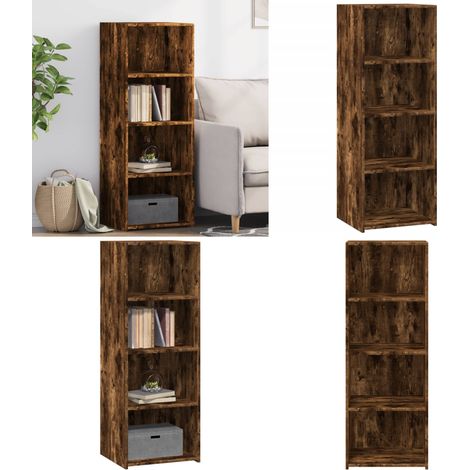 Buffet haut chêne fumé 45x41x124 cm bois d'ingénierie - Buffet Design Intemporel - Meuble Rangement - Commode Bois - Mobilier Salon - Meuble Chambre - Home & Living (1/5)