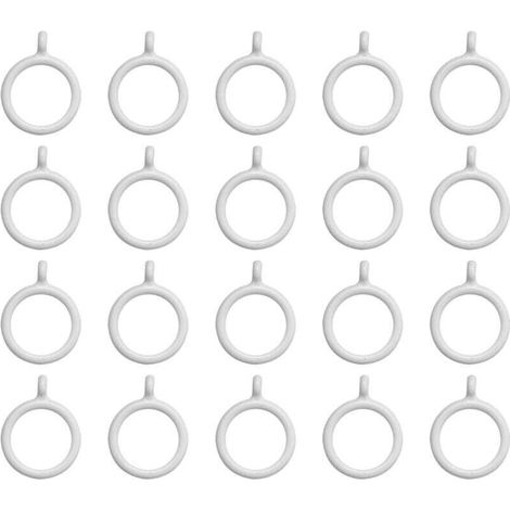 20 Anneaux De Rideau Blancs En Plastique 25 Mm Pour Intérieur (1/4)