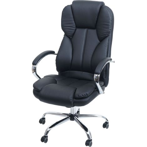 Poltrona ufficio T66 Kansas XXL ecopelle design moderno altezza regolabile 79x65x116-124cm, nero (1/5)