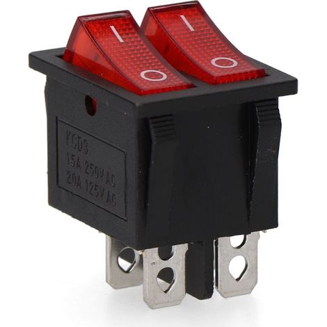 Interruptor doble empotrado on/off 15a 4 patillas