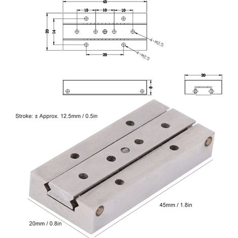 Table coulissante manuelle à rail de guidage d'axe X CY2045, 20 x 45 mm (1/5)