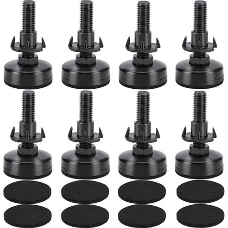 M10 8 pieces adjustable furniture feet, adjusting screws, adjusting feet with insert nut for wooden furniture legs