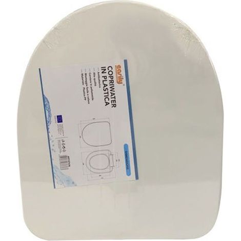 Trade Shop - Copriwater Sedile Coprivaso Wc Tavoletta Da Bagno In Plastica Iris Bianco 87636 - (1/2)