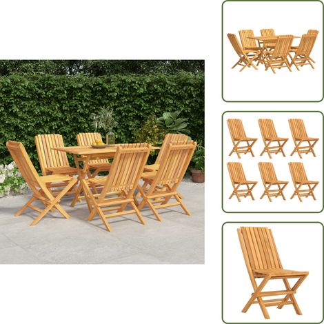 The Living Store Set da Pranzo da Giardino 7 pz in Legno Massello di Teak - Tavolo da pranzo in legno