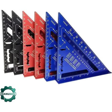 Manuzen - Équerre rapide de charpentier 7″ – aluminium, graduation métrique — Bleu – métrique (1/5)