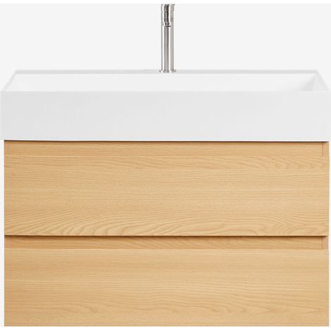 Conjunto de mueble de baño en madera y chapa de fresno con lavabo integrado Ona SKLUM              (1/5)