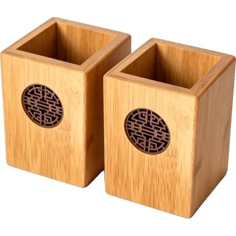 Porte-stylo, Matériau en bambou, Design moderne, 2pcs (1/2)