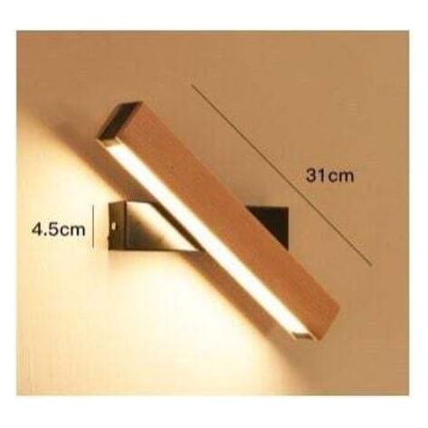 LED Wall Light, 6W Indoor Wooden Wall Light 360° Rotatable, Cool White Wall Lamp for Bedroom, Living Room, Office, Hallway, Dia 31CM [Energy Class E]（black） (1/4)