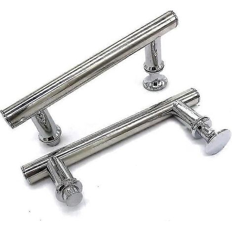 Poignée de porte de douche chromée en ABS 145 mm - Lot de deux, acier inoxydable, installation facile, compatible avec les portes en verre (1/4)