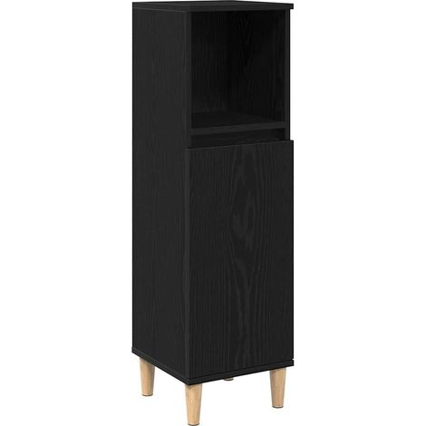 Cabinet de Salle de Bain avec porte Chêne noir 30 x 30 x 100 cm