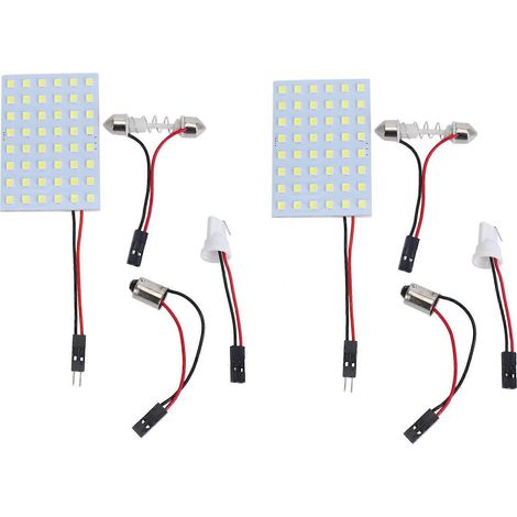 2 panneaux lumineux d'intérieur de voiture à LED blanches SMD 1210 (48 LED) avec culot T10 BA9S FestoonJXLGV (1/5)