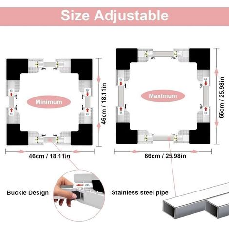 Universel Kit de Superposition pour 46-66cm Lave-linge et Sèche-linge, Kit D’empilage pour Machine à Laver, Cadre Intermédiaire pour Laver, Sèche-Linge Kit Intermédiaire avec Sangles à Cliquet (1/5)