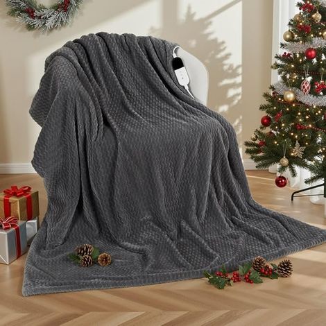 Electric Heated Blanket 130 x 180 cm Wave Design, Grey (1/5)