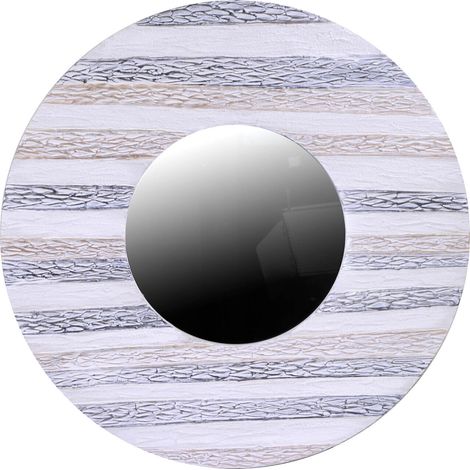 Specchio in legno dipinto blu tondo cm ø80xh2