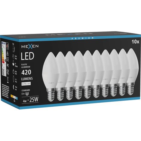 Mexen Nova 10x Ampoule LED E14, C37, 4W, Neutre - 4000K, 420 lm - L102-E14-0440-01x10 (1/3)