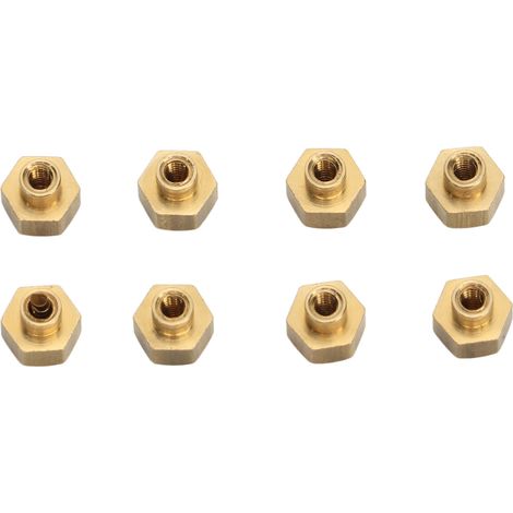 Lot de 8 écrous hexagonaux en laiton 5mm pour roues RC 1/24, résistants à l'usure, pièces de remplacement compatibles Axial SCX24, fixation anti-desserrage, précision 0,2in. (1/5)